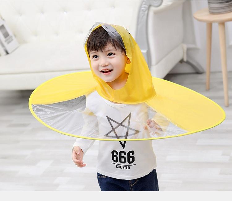 1435 Foldable Waterproof Hands Free Rain Head Wearing Umbrella Cap - 