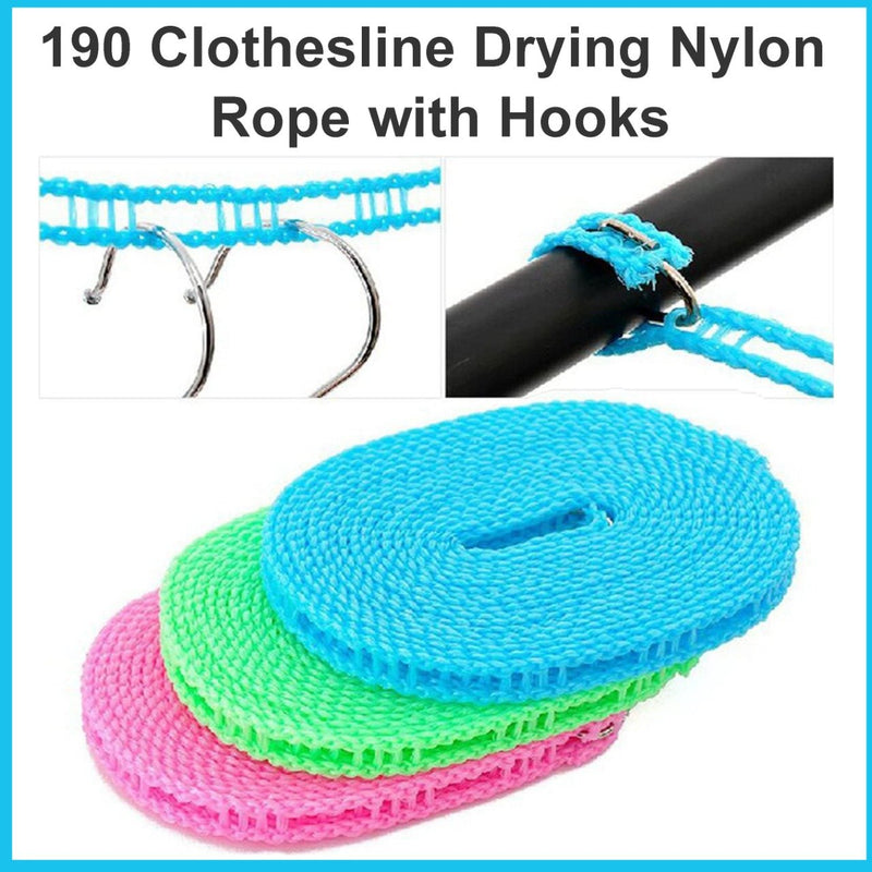 0190 Clothesline Drying Nylon Rope with Hooks - Your Brand