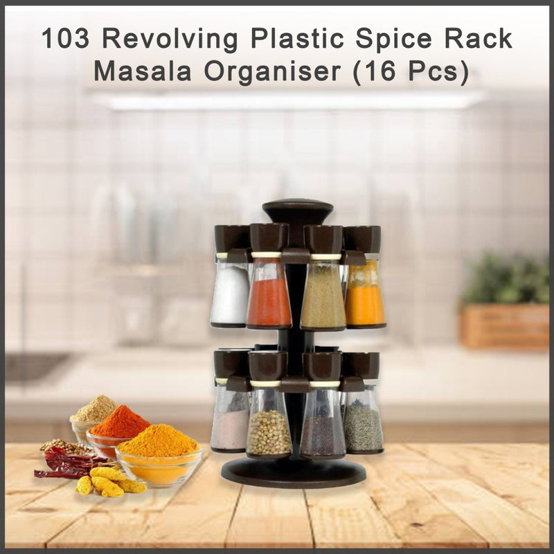 0103 Revolving Plastic Spice Rack  (16 Pcs) - 