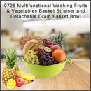0728 Multifunctional Washing Fruits & Vegetables Basket Strainer and Detachable Drain Basket Bowl