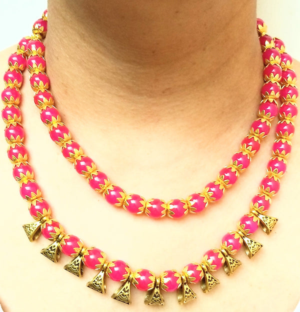 Shocking Pink Two Layer Necklace