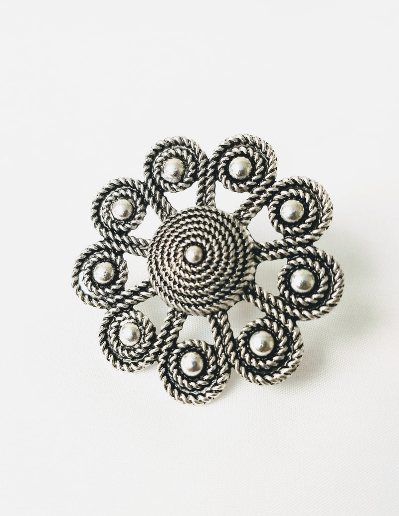 Silver Oxidized Adjustable Ring