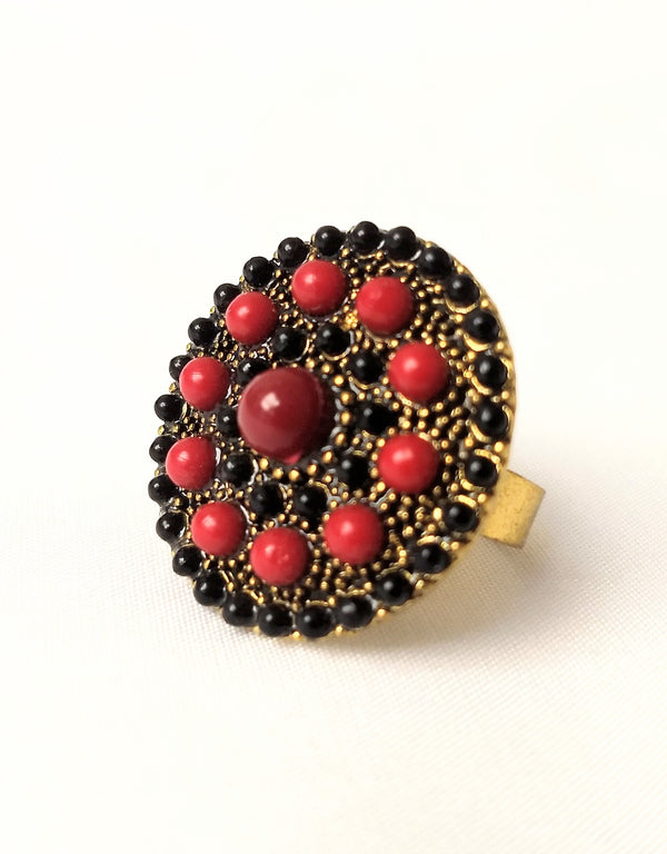 Red & Black Trendy Adjustable Ring