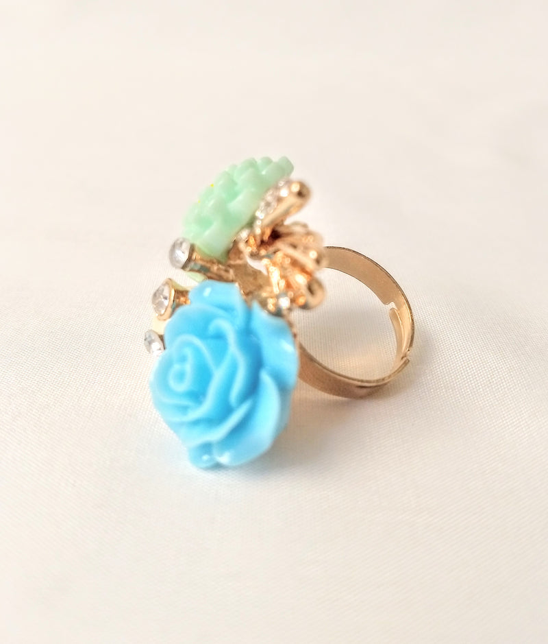Blue & Light Green Elegant Ring For Women