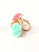 Party Wear Pink & Light Green Adjustable Ring
