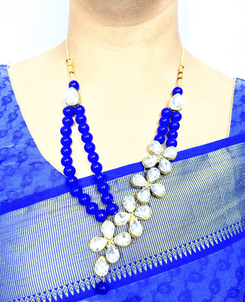 Urban Blue Beads Necklace for Girls