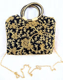 Embroidery Golden Sling Bag / Purse For Young Girls