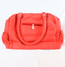 Women Red Purse / Handbag Large Double Zipper Multi Pocket Compartment