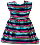 Blue Base With Horizontal Multi color Lines Dress ( Age 2-7 Years ) - NT00001NBHBLUE