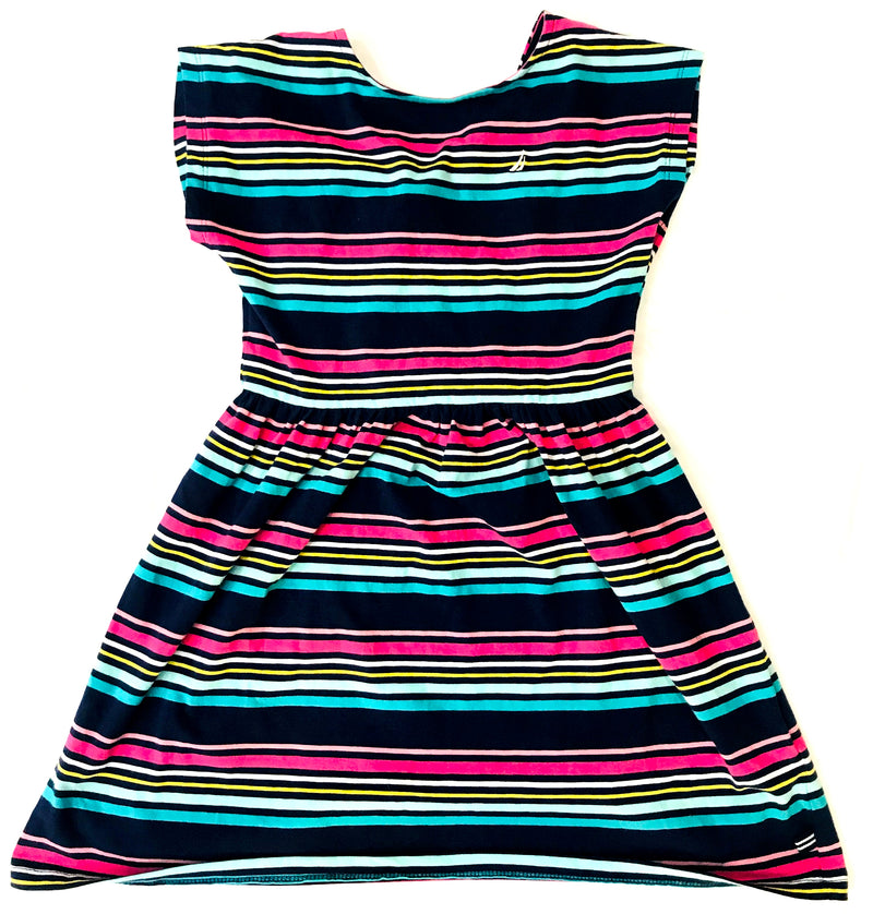 Blue Base With Horizontal Multi color Lines Dress ( Age 2-7 Years ) - NT00001NBHBLUE