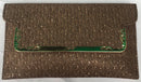 Brown With Golden Sparkel Clutch With Sling - YB00811BGSCS
