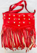 Red Color Diamond & Star Studded Handbag - YB000591RDSSH
