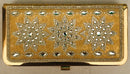 Golden Diamond Studded Three Flowers For Bridals, Party, Wedding Clutch With Sling & Handle - YB00702GDSFC