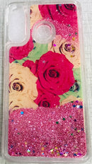 Liquid Flowing 3D Bling Glitter Star Transparent Soft Back Cover for Samsung Galaxy M20 - Pink/Red/Purple/Golden