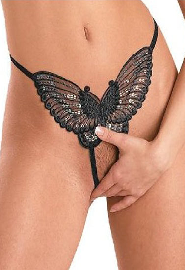 LEG AVENUE Butterfly Shaped Open Crotch G-String(sold out)