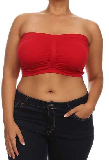 "Plus Size"- Pack Of 4 Stretchy Bandeau Tube Bra