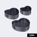 2364 Heart Shape Metal Moulds for Baking Non-Stick Cake Tins (Pack of 3) - 