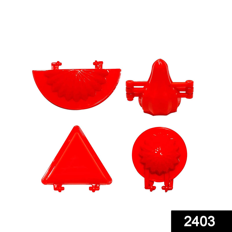 2403 4 Pcs Plastic Red Kitchen Tool Mould Dough Press - DeoDap