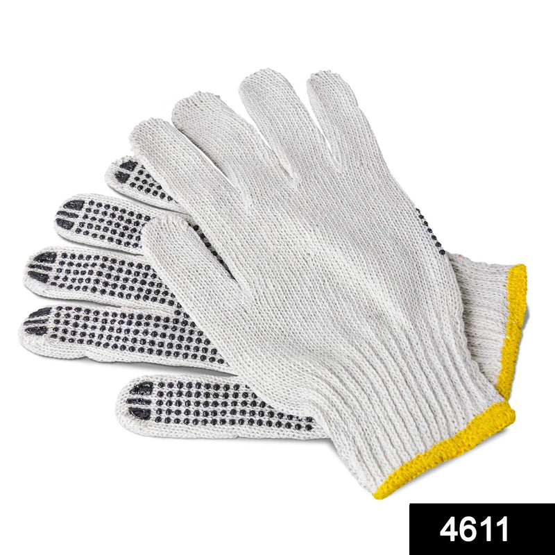 4611 Unisex Knitted/Sewing Cotton Plain Hand Gloves Raw White - 