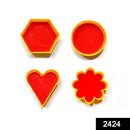 2424 Cookie Cutter with Shape Heart Round Star and Flower (4 Pack) - 