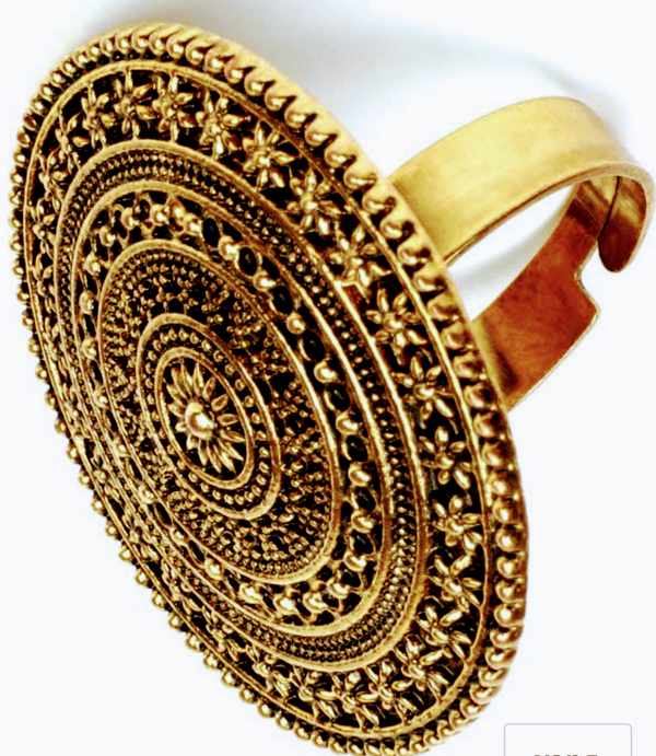 Party Wear Ring Oxidized Gold Plated Adjustable Ring