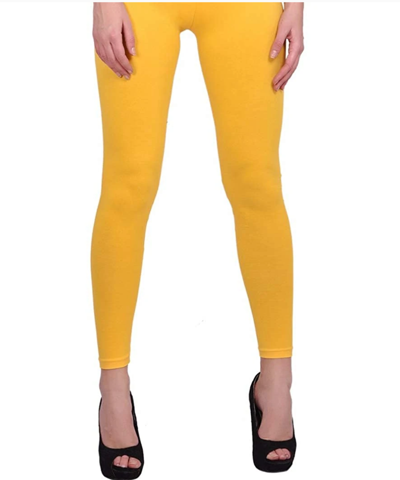 BK Cotton Lycra Legging BK00021MCLSQ | Yellow | Solid Color | High elasticity comfortable Ankle Length |Size 30 to 40