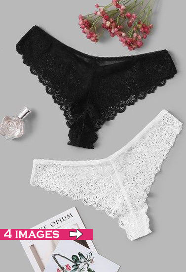 2 Pack Black & White Lace Hipster