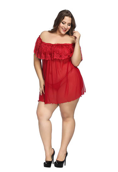 Plus Size Women Night wear Chemise Lace Dress Lingerie Sleepwear Dress