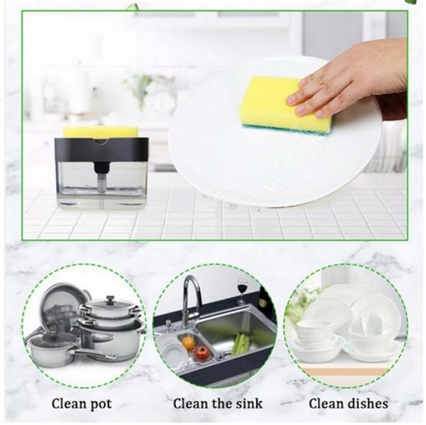 1264 2-in-1 Liquid Soap Dispenser on Countertop with Sponge Holder