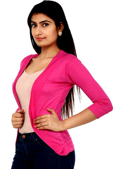 Solid Pink fashion fit 3/4 sleeves shrug
