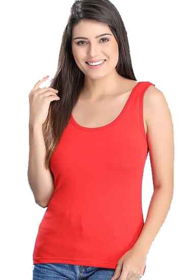 Solid Red Cotton Spandex Sleeveless Tank Top
