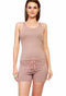 "Women" Solid Pink, Beige Top &amp; Shorts night wear Set