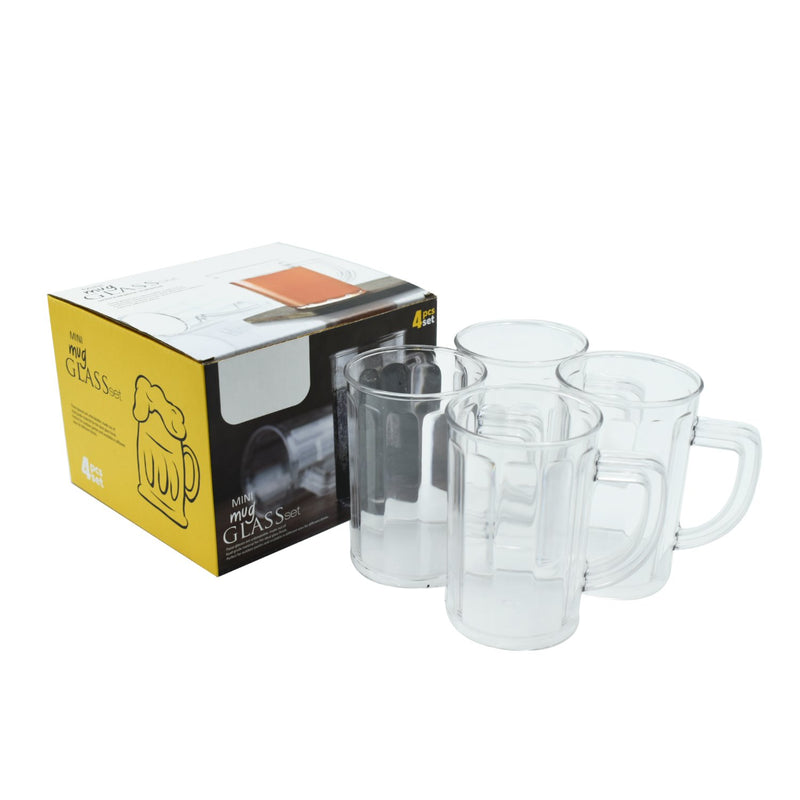 2409 Unbreakable Drinking Plastic Type Glass Set, Beer Mug, Set of 4 PCs, Transparent - DeoDap