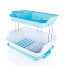 2291 Dish Drainer Rack 2 Layer Drying Rack with Water Removing Tray Sink (Multicolour) - 