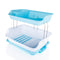 2291 Dish Drainer Rack 2 Layer Drying Rack with Water Removing Tray Sink (Multicolour) - 