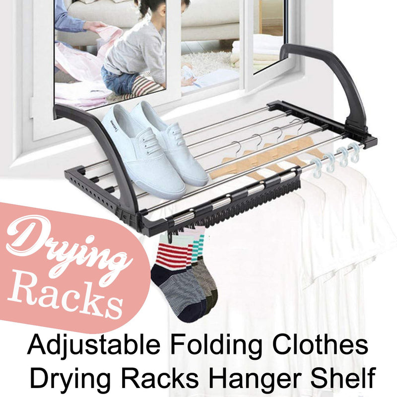 4649 Adjustable Folding Clothes Steel Drying Racks Hanger Shelf