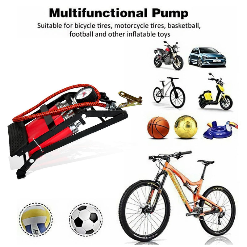 0709 Dual-Cylinder Foot Pump, Portable Floor Bike Pump, 150PSI Air Pump - 