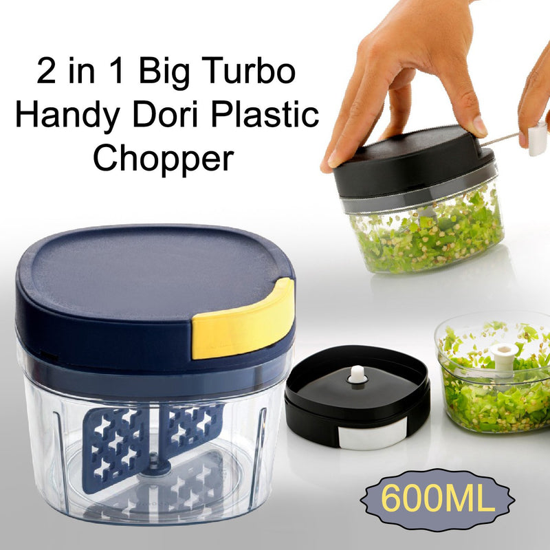 2429 2 in 1 Big Turbo Handy Dori Plastic Chopper 600ML - 