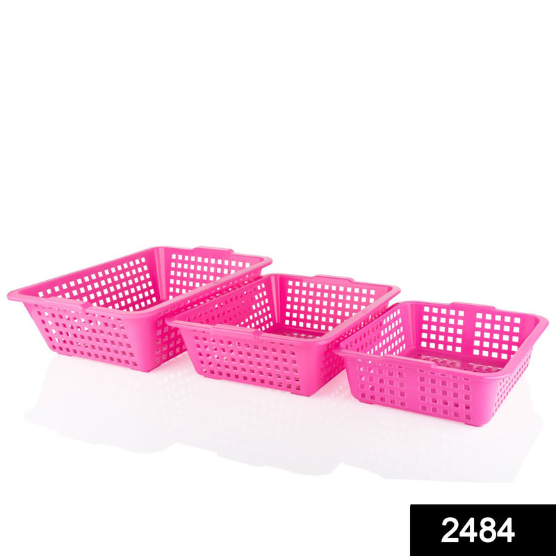 2484 Plastic Multiple Size Cane Fruit Baskets (3 Size Large, Medium, Small) - Your Brand