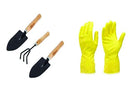 Gardening Combos Tool kit - Hand Cultivator, Small Trowel, Garden Fork with Gardening Reusable Gloves