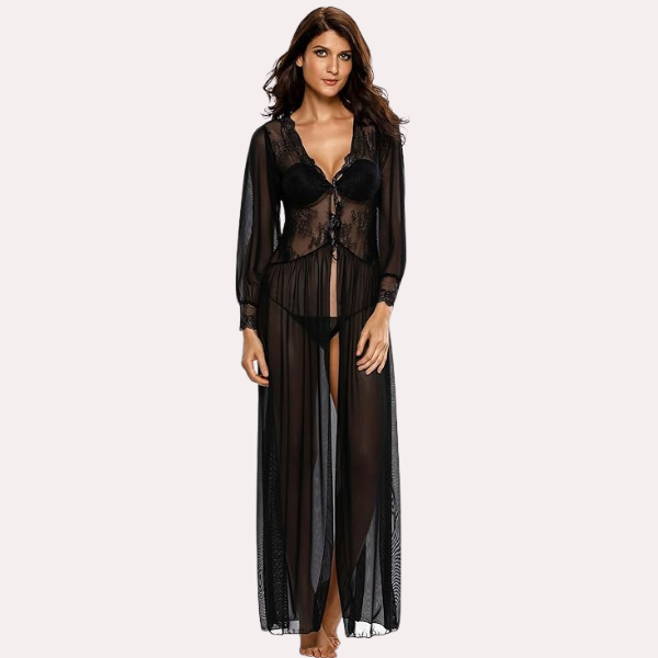 Sheer Elegance Black Nightgown