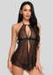 Elegant Lace Black Babydoll Nightwear