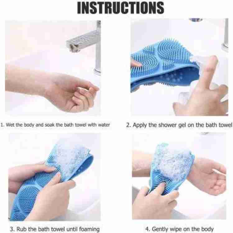 1302 Silicone Body Back Scrubber Double Side Bathing Brush for Skin Deep Cleaning - DeoDap