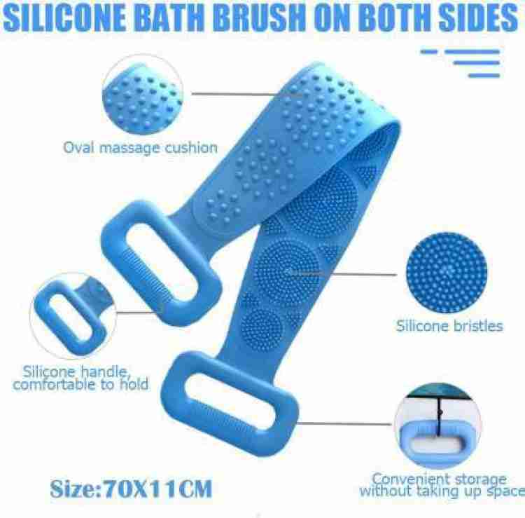 1302 Silicone Body Back Scrubber Double Side Bathing Brush for Skin Deep Cleaning - DeoDap