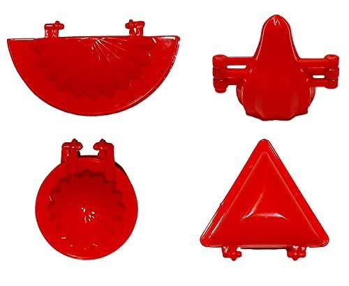 2403 4 Pcs Plastic Red Kitchen Tool Mould Dough Press - DeoDap