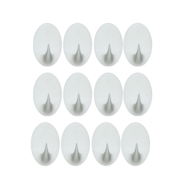 1707 Self Adhesive Plastic Wall Hook (Pack of 12) - Opencho