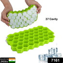 7161 Flexible Silicone Honeycomb Design 37 cavity Ice Cube Moulds Trays Small Cubes For Whiskey Tray For Fridge (Multicolor) 