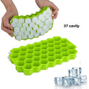 7161 Flexible Silicone Honeycomb Design 37 cavity Ice Cube Moulds Trays Small Cubes For Whiskey Tray For Fridge (Multicolor) 