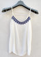 Women Top White Colour With Blue Embroidery Off Shoulder- RMFT005000001TWBE