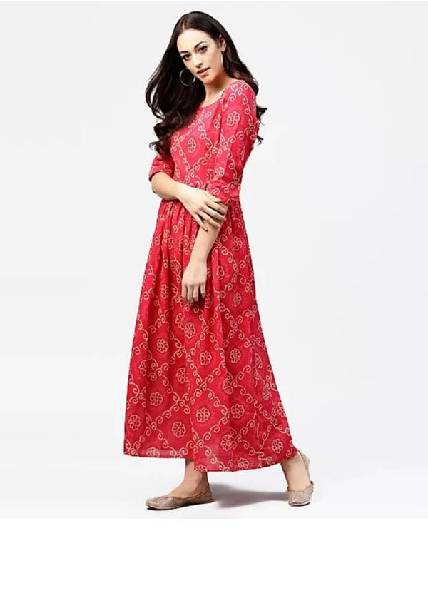 Red Kurti With White Dots - NT000022NRED